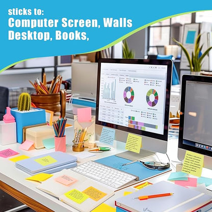 SACATR 30 Pads Sticky Notes, Sticky Note Pads 3x3 inches, 10 Bright Color Sticky Notes,Self-Stick Note Pads, Perfect for Office Home School(100 Sheet/Pad)