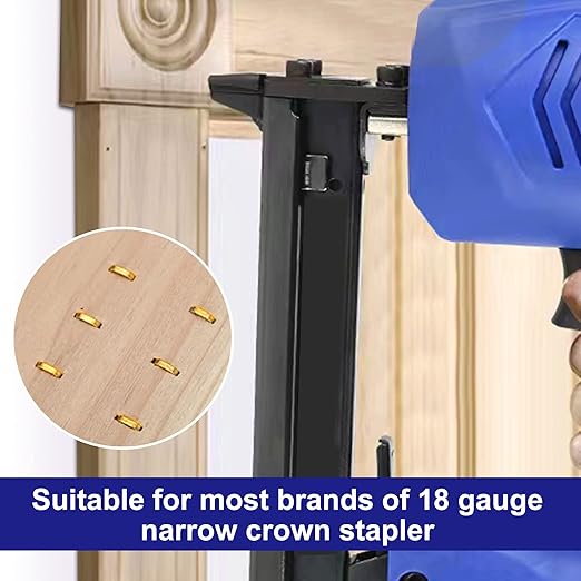 HW HAMWOO 18 Gauge 3000PCS,1/4" Narrow Crown Staples (1/2",3/4",1"),18GA Nail Gun Nails Assorted, Suitable for Most Brand of 18 Gauge Pneumatic and Electric Brad Nailer (Yellow)