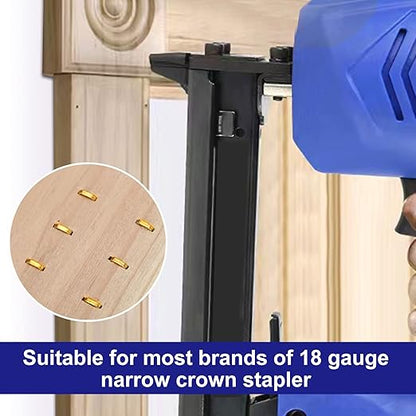 HW HAMWOO 18 Gauge 3000PCS,1/4" Narrow Crown Staples (1/2",3/4",1"),18GA Nail Gun Nails Assorted, Suitable for Most Brand of 18 Gauge Pneumatic and Electric Brad Nailer (Yellow)