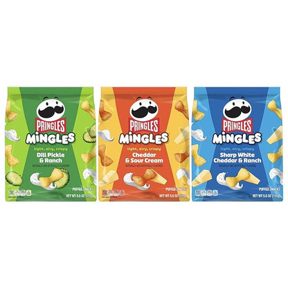 Pringles Mingles Puffed Snacks, Variety Pack, Cheese Puffs, Salty Snacks (3 Bags)