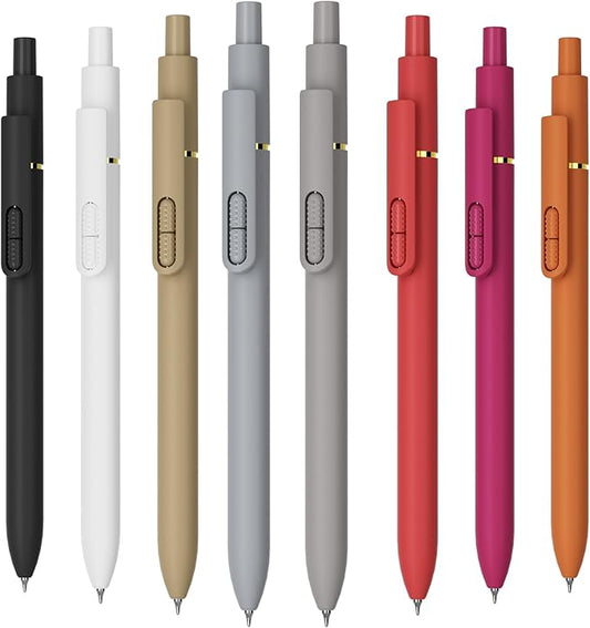 8Pcs Gel Pens Black Ink - 0.7mm Medium Point Black Pens | Smooth Writing Quick-drying Retractable Journaling Pen for Women Men (Bright- 8Pcs)