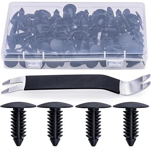Rexka 101pcs Fender Bumper Shield Fender Liner Push Pin Retainer Clips 6030441 for Jeep Dodge Ram Chrysler + Multipurpose Auto Trim Body Remover