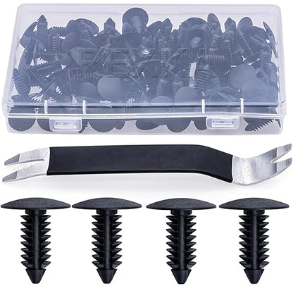 Rexka 101pcs Fender Bumper Shield Fender Liner Push Pin Retainer Clips 6030441 for Jeep Dodge Ram Chrysler + Multipurpose Auto Trim Body Remover