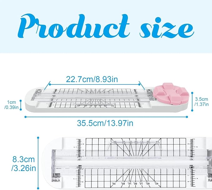 4-in-1 Multi-Function Paper Trimmer,Bidirectional Papers Cutter,Bidirectional Rotary Paper Cutter for A4/Photo/Card, for Daily Manual and Office Use (Pink)