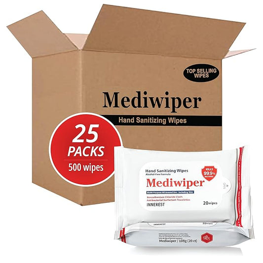 Mediwiper Alcohol-Free Sanitizing Wipes – 500 Count Bulk Disinfecting Wipes, Large Unscented for Hand & Surface Cleaning