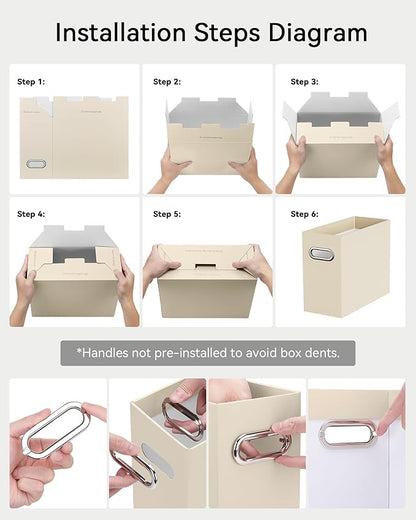 Oterri Cardboard File Organizer Box for Hanging File Folders Letter Size,File Box for Computer Desk,File Cabinet,Working Home,Office,Classroom (Beige, Letter Size - 2 Packs)