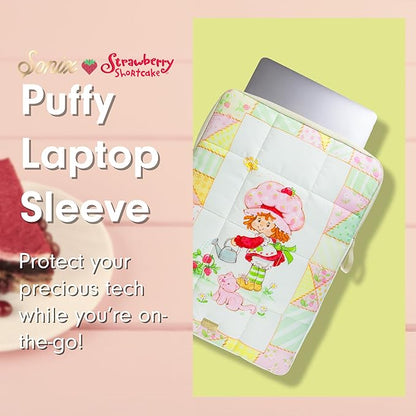 Sonix | Puffy Laptop Sleeve | 15-16 Inch, Quilted Pillow Puffer Laptop Carrying Case, Computer Sleeve | Strawberry Shortcake Patchwork Floral