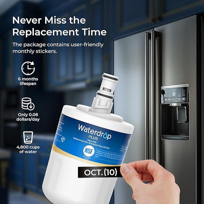 Waterdrop Plus 8171413 Refrigerator Water Filter, Replacement for Whirlpool® 8171413, 8171414, EDR8D1, Kenmore® 46-9002, NSF/ANSI 401&53&42 Certified, 𝐑𝐞𝐝𝐮𝐜𝐞 𝐏𝐅𝐀𝐒 (Package May Vary)