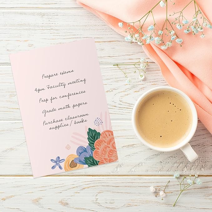 Simple Floral Sticky Note Pad Assortment/Set of 5 Pastel Note Pads / 4" x 6" Botanical Sticky Note Pads / 50 Sheets Per Pad/Made in USA