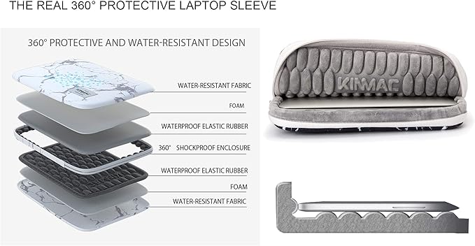 Kinmac 360° Heavy Duty Protective Laptop Computer Sleeve case Bag Cover with Handle for MacBook Pro 14 inch,14 inch-14.4 inch HP Lenovo Dell ASUS Acer Laptop (Black Maple)