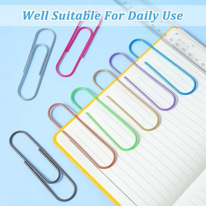 96 Pcs 4 Inch Large Paper Clips Jumbo Paper Clips 100 mm Metal Multicolored Giant PaperClips Bright Coated Extra Large Mega Paperclips for Bookmark Office School Home Organizing Files Document Decor