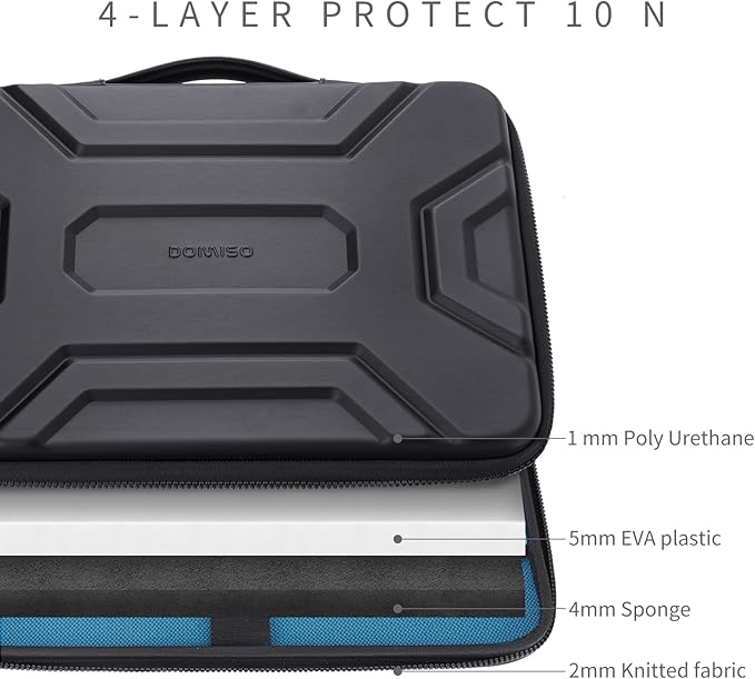 DOMISO 14 inch Laptop Sleeve with Handle Shockproof Computer Bag Waterproof EVA Protective Carrying Case for 14" HP Dell Asus Lenovo Laptop, Black