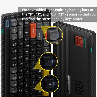 nuphy Halo75 V2 Mechancial Gaming Kyeboard,75% Wireless Hot Swappable Bluetooth Keyboard,83 Kyes RGB Backlit Keyboard,Support Bluetooth/2.4GHz/USB-C (Black, Lemon (55gf))
