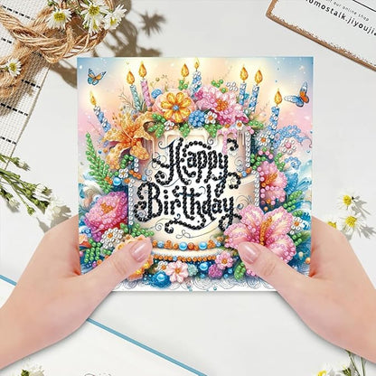 6PCS Diamond Art Painting Greeting Cards,Happy Birthday Cards with Envelopes,DIY Card Making Kits Thank You Card Arts Crafts for Birthday