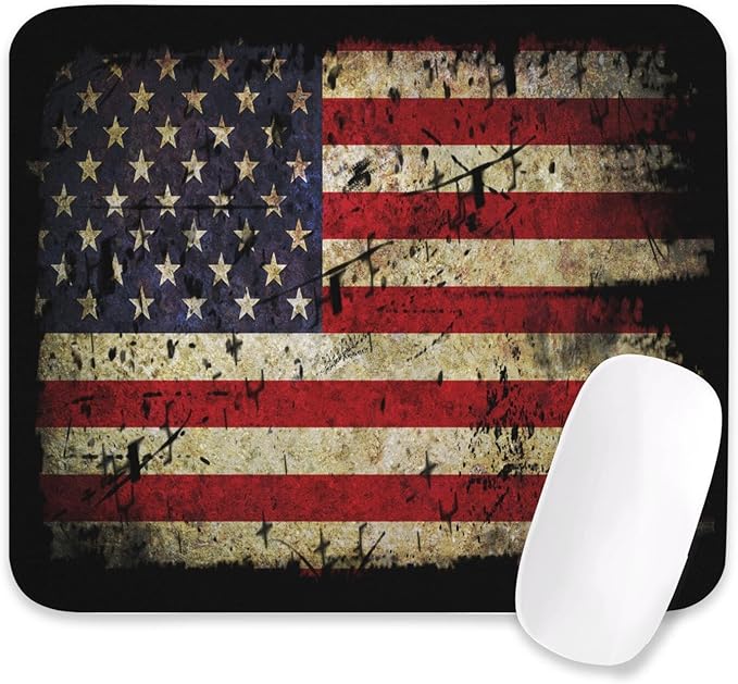 American Antique Flag Patterns Desk Mat, Large Gaming Mouse Pad Non-Slip Rubber Base with Stitched Edges, Waterproof Protection for PC Laptop Home Office Desk Decor (12.5x10.5in)