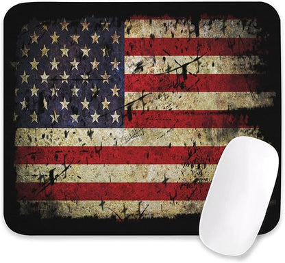 American Antique Flag Patterns Desk Mat, Large Gaming Mouse Pad Non-Slip Rubber Base with Stitched Edges, Waterproof Protection for PC Laptop Home Office Desk Decor (8x9in)