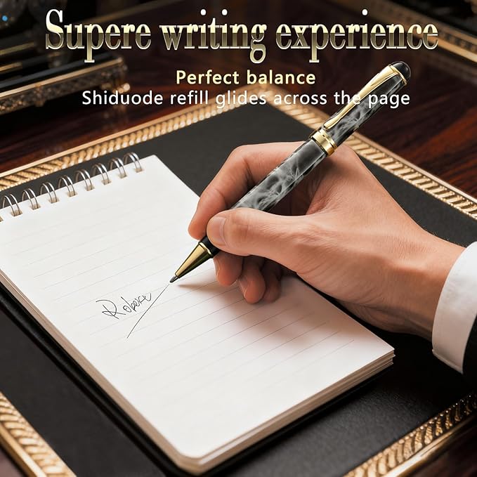 Luxury Ballpoint Pens Black Ink 0.5mm Medium Point Work Pen Smooth Writing,Elegant Fancy Nice Gift Pen Set for Signature Executive Business Office Supplies - Gift Boxed with Extra Refills