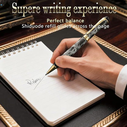 Luxury Ballpoint Pens Black Ink 0.5mm Medium Point Work Pen Smooth Writing,Elegant Fancy Nice Gift Pen Set for Signature Executive Business Office Supplies - Gift Boxed with Extra Refills