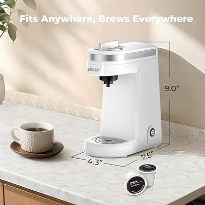 CHULUX Mini Coffee Maker for K Capsule, Single Serve Coffee Maker for One Cup Americano, Lightweight Pod Coffee Machine, Pearl White