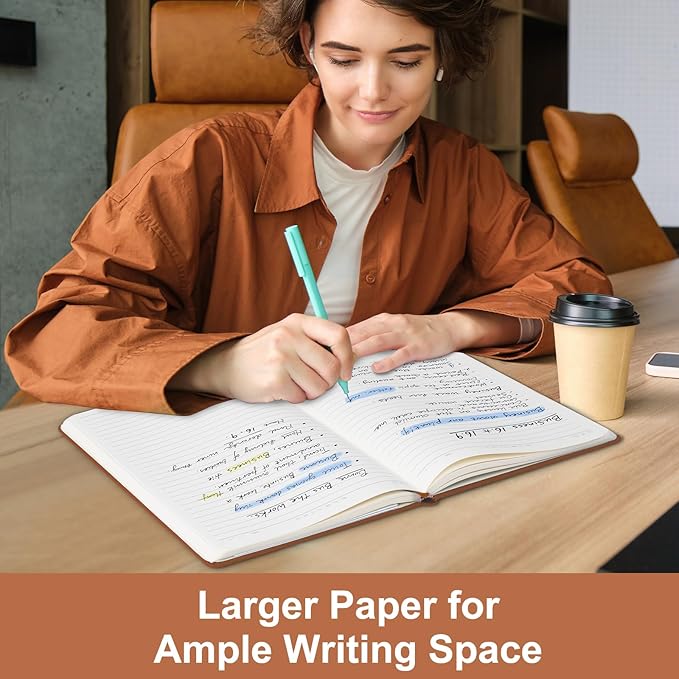 COMIX A4 Lined Journal Notebooks, 240 Pages, Large Size-8.5" x 11", Brown, Hardcover Journaling Notebooks for Men & Women- Fits for Office, Business, School, Notes Taking & Writing