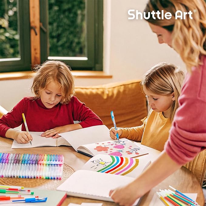 Shuttle Art Gel Pens 60 Pack — Assorted Colors with Ink Refills for Journaling & Drawing