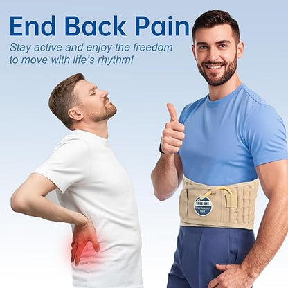 HONGJING Back Decompression Belt Lumbar Support for Back Pain Relief Lower Back Traction Device, One Size Fits 29-49 Waist