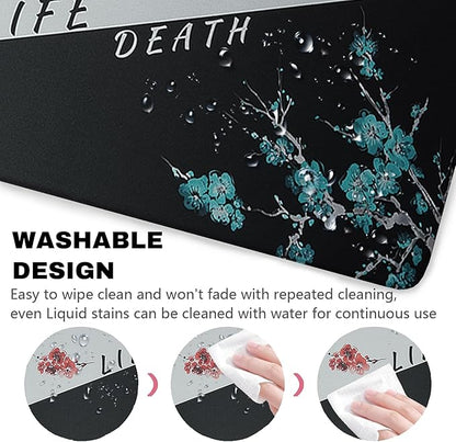 Cherry Blossoms Patterns Desk Mat, Large Gaming Mouse Pad Non-Slip Rubber Base with Stitched Edges, Waterproof Protection for PC Laptop Home Office Desk Decor (31.5x15.7in)