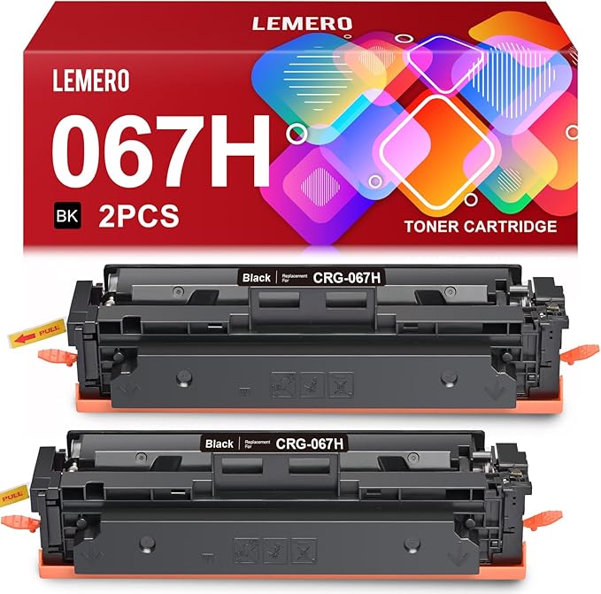 LEMERO 067H Black Toner Compatible for Canon 067H Toner Cartridges Set Work for Canon 067H 067 Black Toner for Canon MF656Cdw MF654Cdw MF653Cdw LBP632Cdw Printer (2 Black,067H Black Toner Cartridges)