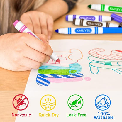 KMUYSL 160 Count Washable Markers Bulk, 10 Assorted Colors - Broad Line Conical Tip Coloring Markers, School Art Supplies & Back to School Essentials, Teacher Classroom Must Haves