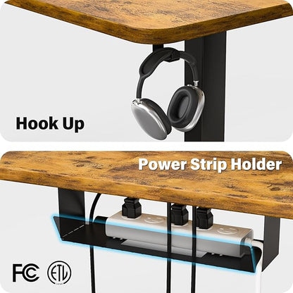 63″ L Shaped Standing Desk, Electric Adjustable Height with A/C Charging Port, Large Corner Desk & Storage, Sit Stand Computer Table, Raised L-Shaped Workstation with Splice Board for Home Office