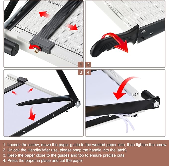 PATIKIL Paper Cutter B3 Stack Paper Trimmer for Cardstock, 21" Cutting Length, Guard Rail Paper Press Tool, Adjustable Guide, Metal Base, 12-Sheet Capacity, Paper Slicer for Office, Home