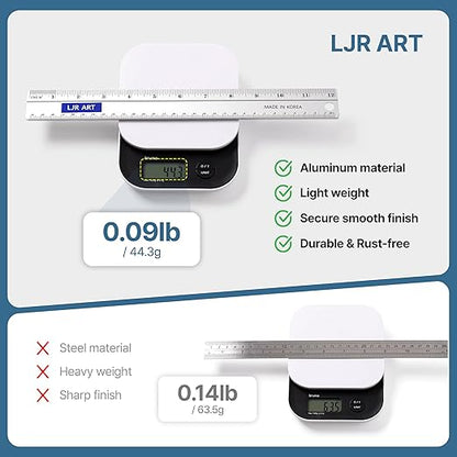 12 Inch Aluminum Cutting Ruler, Dual Scale Inch/Metric Measuring Tool with Precision Markings, Lightweight Straight Edge for Architects, Students, Engineers, and Designers