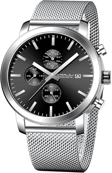 CRRJU Mens Stylish Casual Quartz Watches for Men Luxury Waterproof Calendar Chronograph Japan Movement Wristwatches