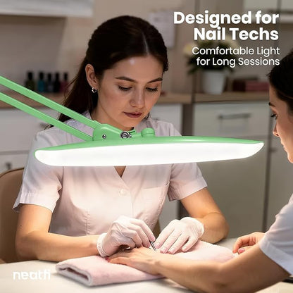 Neatfi XL LED Desk Lamp with Clamp, 2200 Lumens, 24W, 20-Inch Wide Head, Dimmable 4 Brightness Levels, Task Light for Home Office, Crafts, Workbench (Non-CCT, Midnight Green)