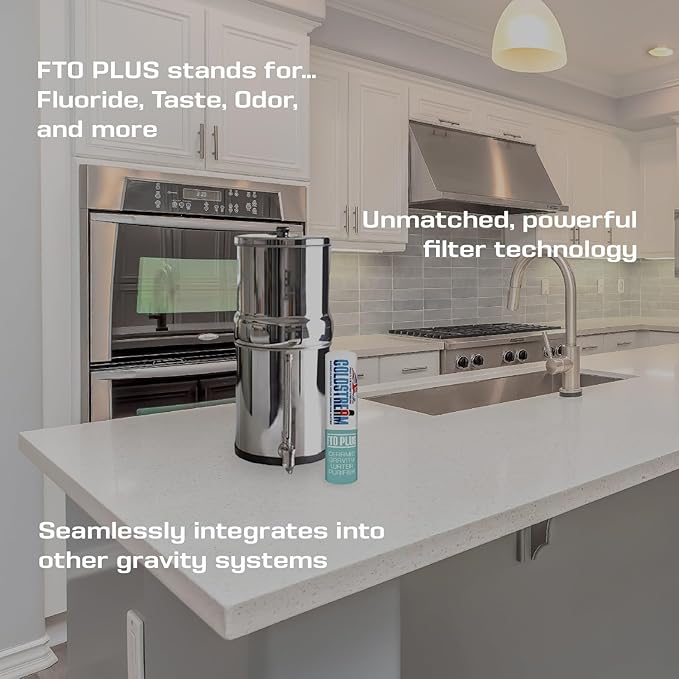 Coldstream FTO Plus Water Filter Cartridge (2 Pack) - Dependable for Easy Installation as a Berkey Replacement - Ceramic Gravity Filter For Stainless Steel Systems
