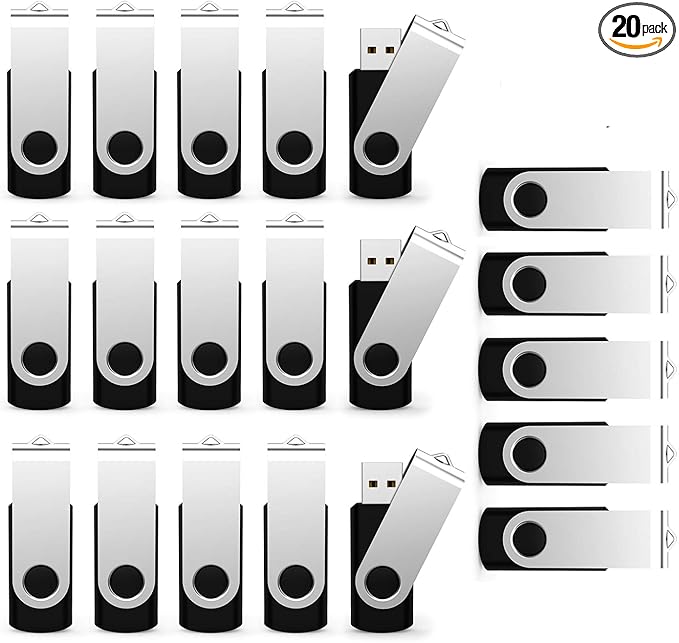 USB Flash Drive 32GB 20 Pack, Bulk USB 2.0 Flash Drives Thumb Drive Swivel Memory Stick Jump Drive Pen Drive,32 gig 20 Pieces