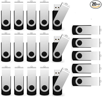 USB Flash Drive 32GB 20 Pack, Bulk USB 2.0 Flash Drives Thumb Drive Swivel Memory Stick Jump Drive Pen Drive,32 gig 20 Pieces