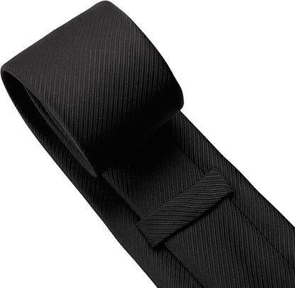 KOOELLE Men's Ties Solid Pure Color Plain Neckties Formal Black Ties For Men