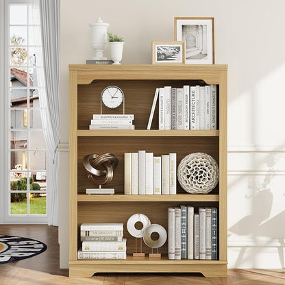 HIFYOBRO 3 Tier Bookshelf and Bookcase, 31.5" Wide Wooden Book Shelf, Freestanding Open Display Storage Bookshelves for Study Room, Home Office, Living Room