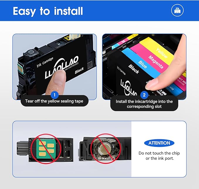 LLAOLLAO 702XL 702 Ink Cartridges Combo Pack Remanufactured Replacement for 702xl Ink Cartridges for Printer WF-3720 WF-3730 WF-3733 (1 Black 1 Cyan 1 Magenta 1 Yellow, 4 Pack)