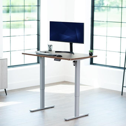 VIVO Electric 48 x 30 in Rustic Standing Desk, Memory Height Adjustment, 1B Series, One-Piece Vintage Brown Top, Gray Frame, DESK-KIT-1G5N