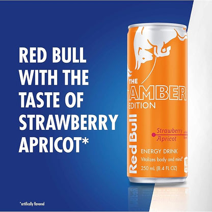 Red Bull Amber Edition Strawberry Apricot Energy Drink, 8.4 Fl Oz, 4 Cans (Pack of 4)