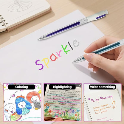 48 Colors Retractable Glitter Gel Pens, Colored Gel Pens, For Artists Coloring Books Drawing Journaling Doodling Writing Back to School Supplies