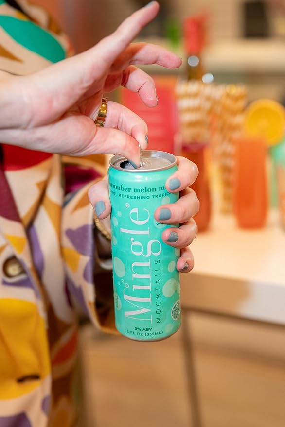 Mingle Mocktails Cucumber Melon Mojito, Premium Non-Alcoholic Drinks, Refreshing Pre-Mixed Drinks, Healthy Alternatives, Canned Mocktails, 12 fl. oz. Cans, Pack of 12