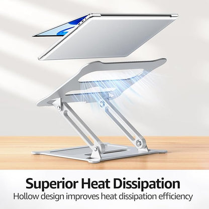 Urmust Laptop Notebook Stand Holder Adjustable Ultrabook Stand Riser Portable Compatible with MacBook Air Pro HP Dell XPS Lenovo All laptops 10-15.6"(Silver)