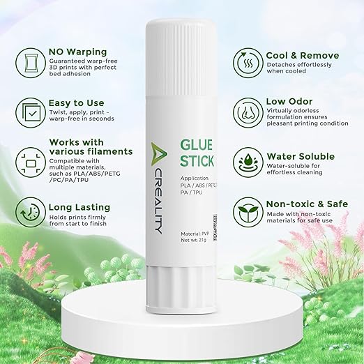 Creality 3D Printer Glue Sticks 4 Pack Enhanced First Layer Adhesion Reduce Warping on Hot Bed, PVP Solid 3D Print Glue Sticks Compatible with PLA/ABS/PETG/PC/PA/TPU, Each Weighing 21g/0.74oz