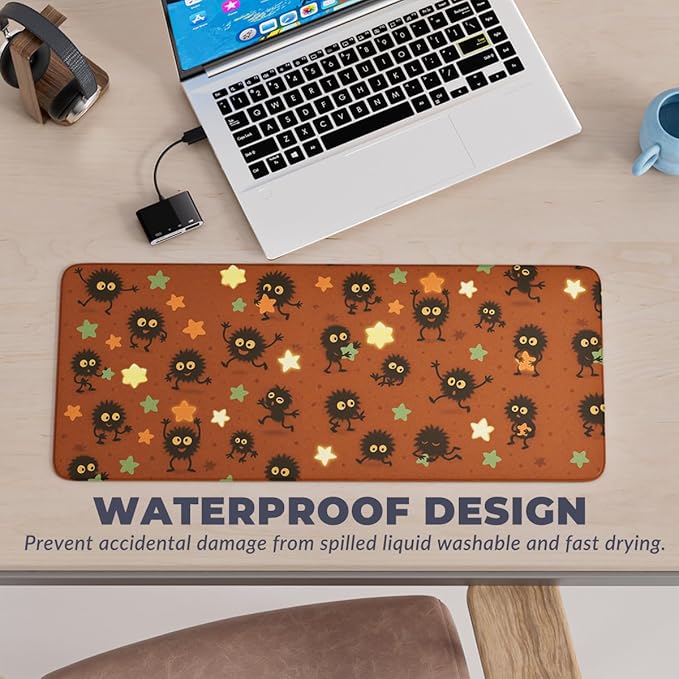 Large Mouse Pad, Desk Mat,Extended Non-Slip Keyboard Mouse Pad Waterproof Office Desk Pad 27.5" x 11.8" Anime Mouse Pads(Black Coal Ball)