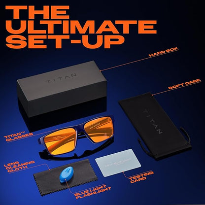 Titan Gaming Glasses, Anti Blue Light Glasses Men, UV400 Protection Blue Light Blocking Glasses for Computer Eye Strain