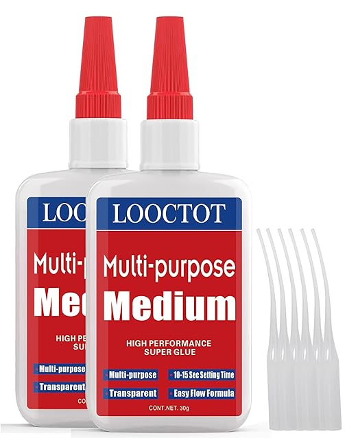 60g(2.12 oz) Medium CA Glue Premium Adhesive. All Purpose,Quick Drying Super Glue, for Wood, Metal, Model Kit, Home Repair, DIY.Quick-Dry Waterproof Clear