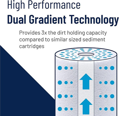 Pentair Pentek DGD-7525 Big Blue Water Filter, 10-Inch Whole House Sediment Filter Cartridge Replacement, Dual-Gradient Density Spun Polypropylene, 10" x 4.5", 25 Micron, Pack of 1